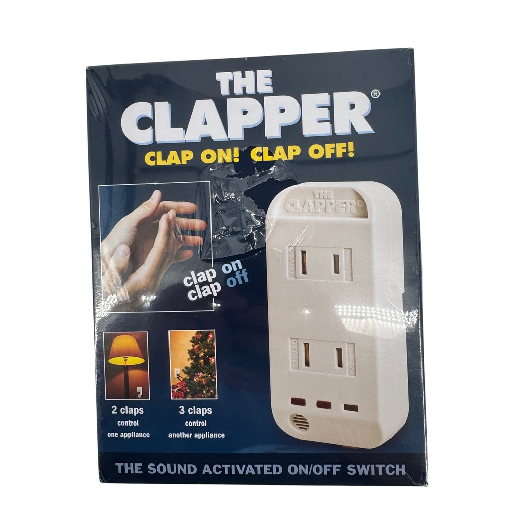 The Clapper Sound Activated Switch Plug White New Sealed Retro TV